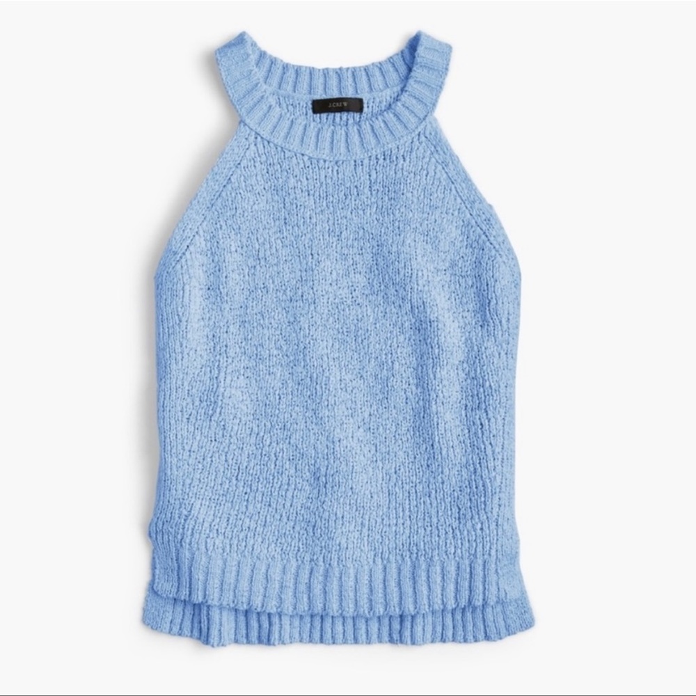 J. Crew High Neck Sweater Tank in Cool Breeze Blue Sleeveless Size Large
